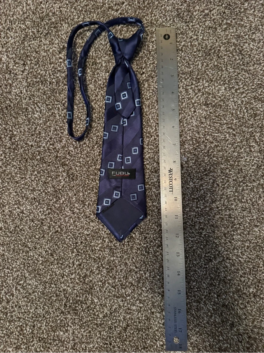 FUBU Navy Blue Geometric Kids Pre-tied Necktie. Never worn